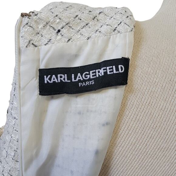 Karl Lagerfield Tweed Boucle Shift Career Business Sleeveless Work Sheath Dress - Picture 6 of 13